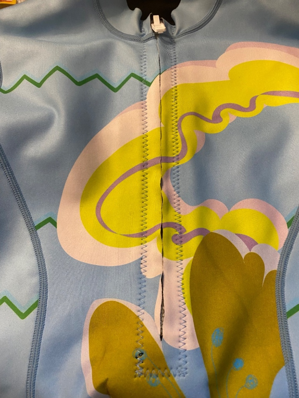 Cynthia Rowley Light Blue Long-Sleeve Floral Surf Suit with Lime & Pink Accents - Picture 5 of 11